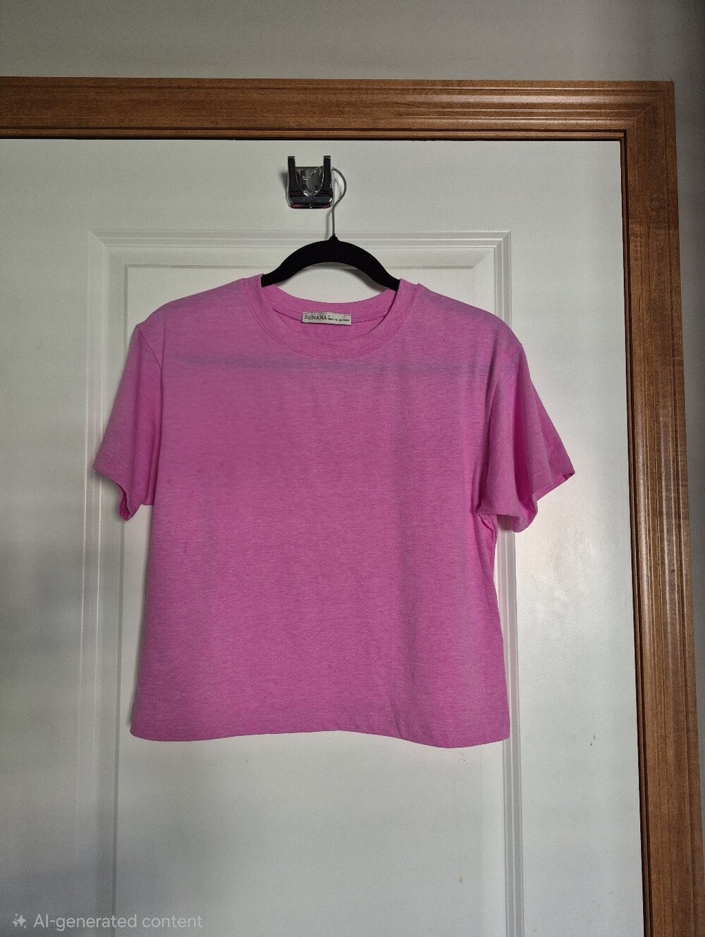 Zenana Women's Pink Crewneck Tee - Picture 1 of 2